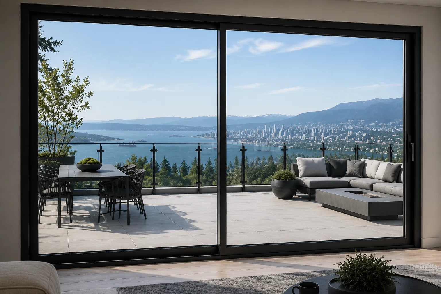 Black Lift and Slide door installed in a modern living space
