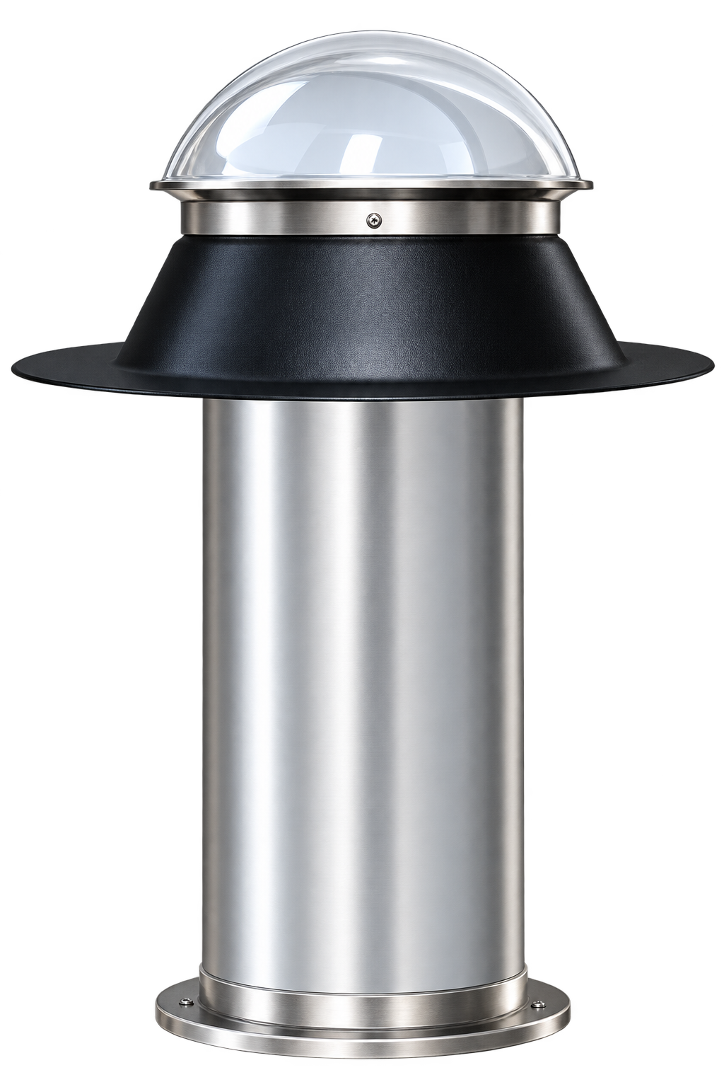 Rigid sun tube assembly with a dome and flat flashing