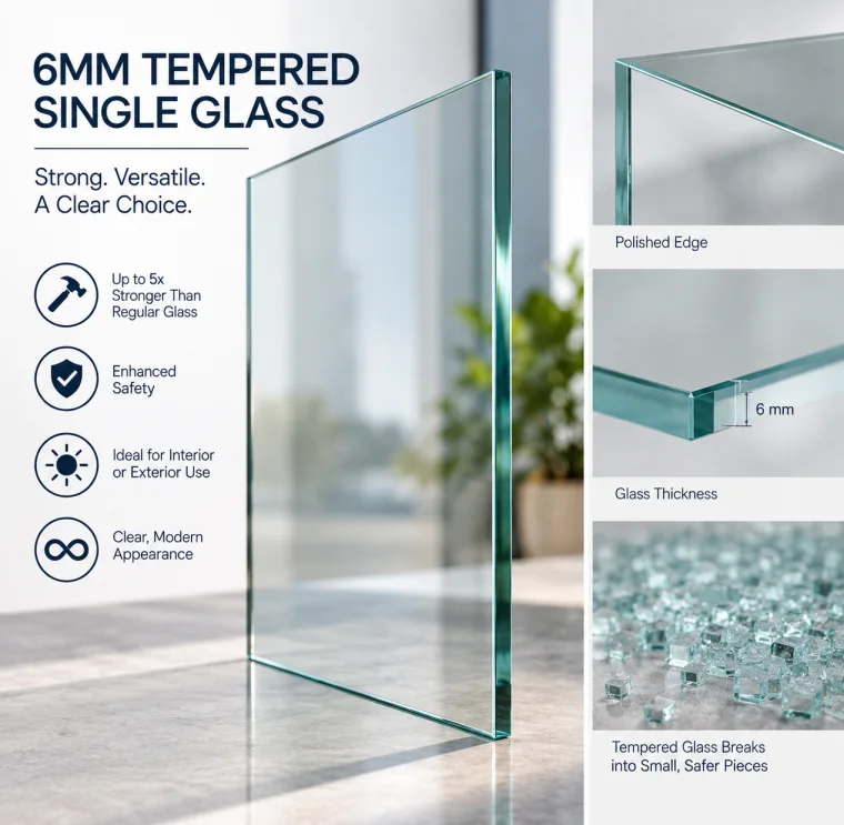 Tempered safety glass technical illustration