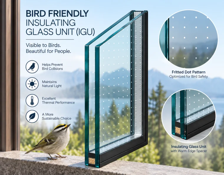 Bird-friendly glass technical illustration