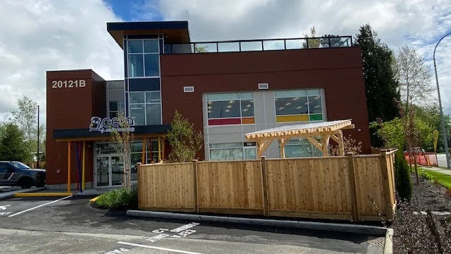 CEFA Langley — Storefront glazing marks the entrance of this Langley education building.