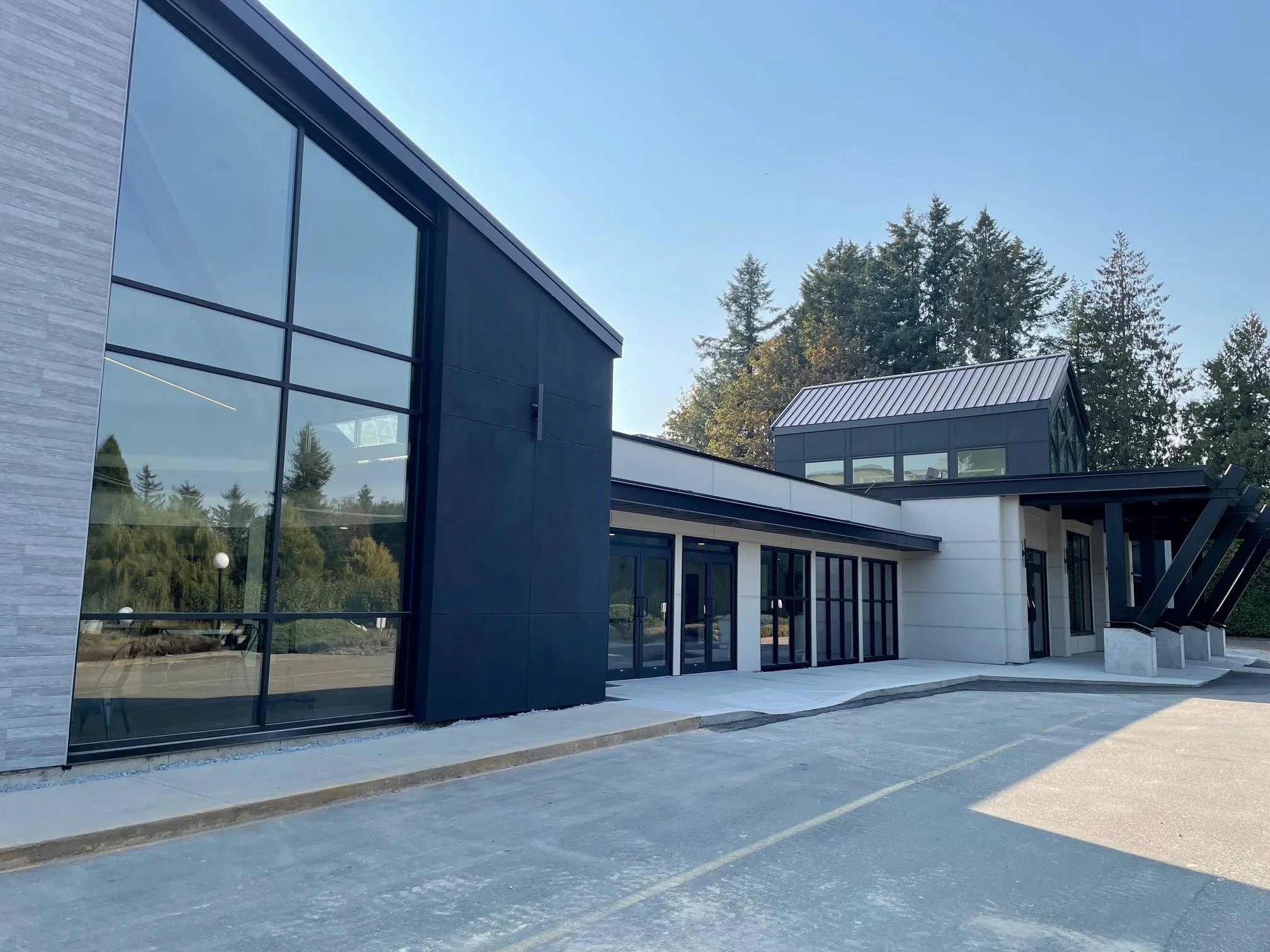 Northview exterior showing tall curtain wall glazing and the storefront entrance.